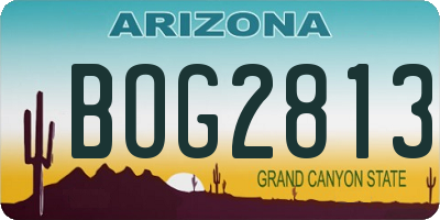 AZ license plate BOG2813