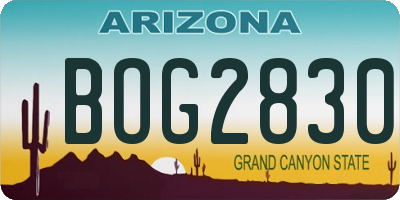 AZ license plate BOG2830