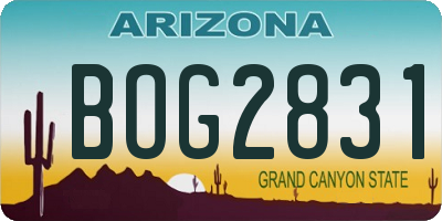 AZ license plate BOG2831