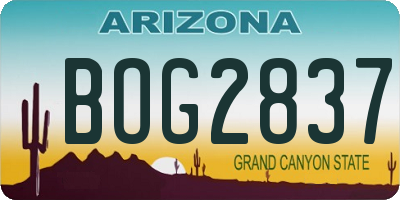 AZ license plate BOG2837