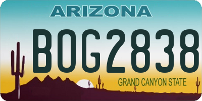 AZ license plate BOG2838