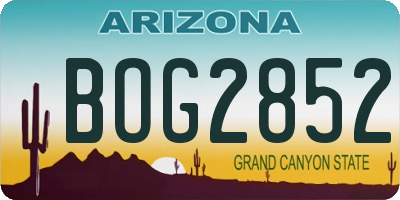AZ license plate BOG2852