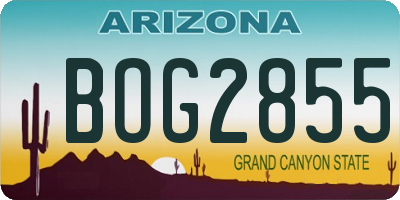 AZ license plate BOG2855