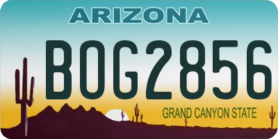 AZ license plate BOG2856