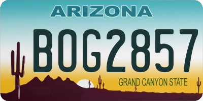 AZ license plate BOG2857