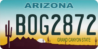 AZ license plate BOG2872