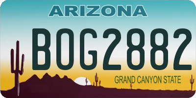 AZ license plate BOG2882