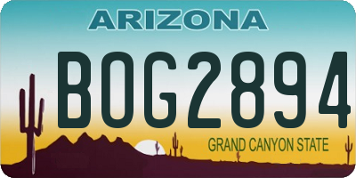 AZ license plate BOG2894