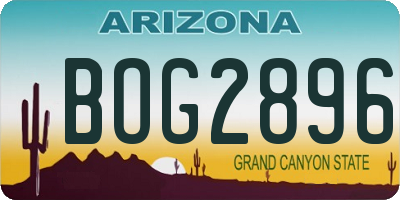 AZ license plate BOG2896