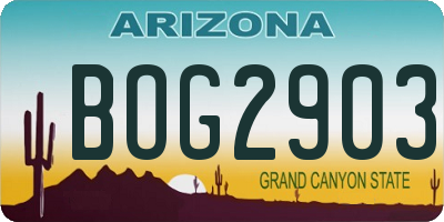 AZ license plate BOG2903