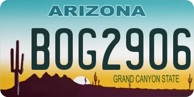 AZ license plate BOG2906