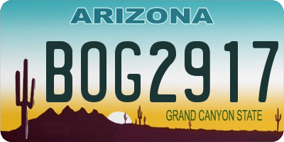 AZ license plate BOG2917