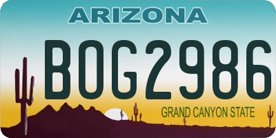 AZ license plate BOG2986