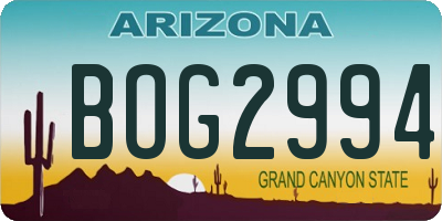 AZ license plate BOG2994