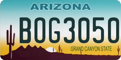 AZ license plate BOG3050