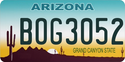 AZ license plate BOG3052