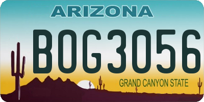 AZ license plate BOG3056