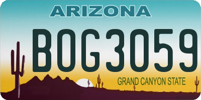 AZ license plate BOG3059