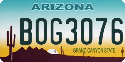 AZ license plate BOG3076