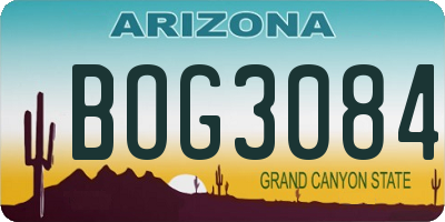 AZ license plate BOG3084