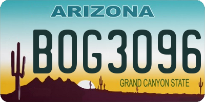 AZ license plate BOG3096