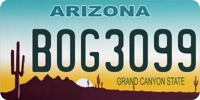 AZ license plate BOG3099