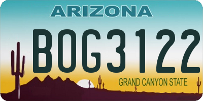 AZ license plate BOG3122