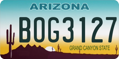 AZ license plate BOG3127