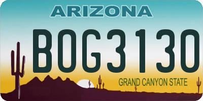 AZ license plate BOG3130