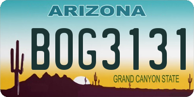 AZ license plate BOG3131