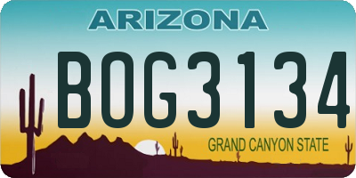 AZ license plate BOG3134