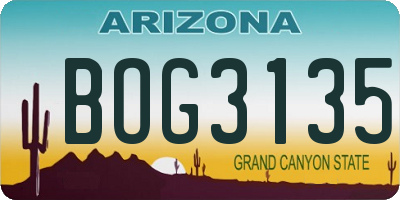 AZ license plate BOG3135