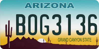 AZ license plate BOG3136