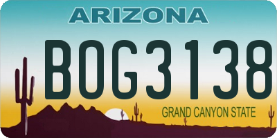 AZ license plate BOG3138