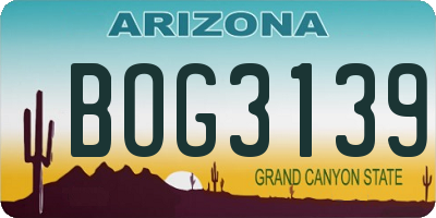 AZ license plate BOG3139