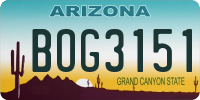 AZ license plate BOG3151