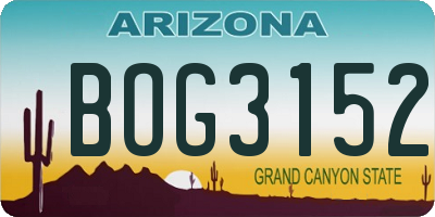 AZ license plate BOG3152