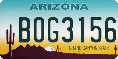 AZ license plate BOG3156