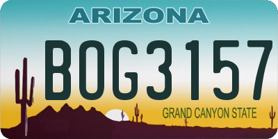 AZ license plate BOG3157