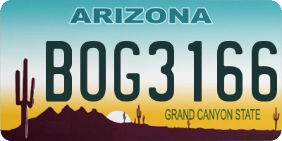 AZ license plate BOG3166