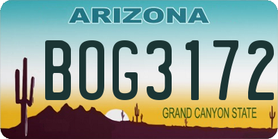 AZ license plate BOG3172