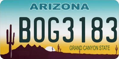 AZ license plate BOG3183
