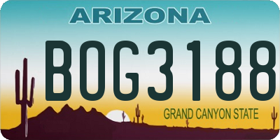 AZ license plate BOG3188