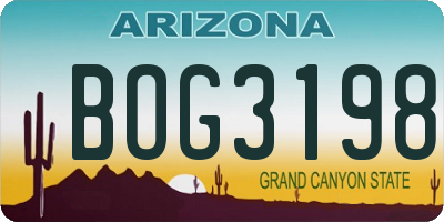 AZ license plate BOG3198