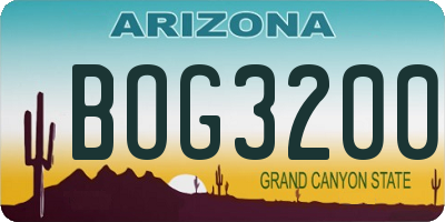 AZ license plate BOG3200