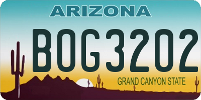 AZ license plate BOG3202