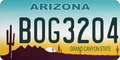 AZ license plate BOG3204