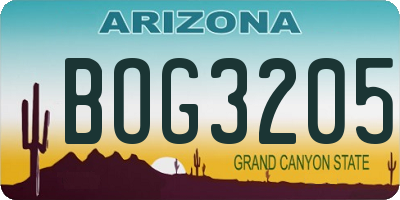 AZ license plate BOG3205