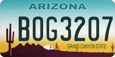 AZ license plate BOG3207