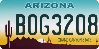 AZ license plate BOG3208
